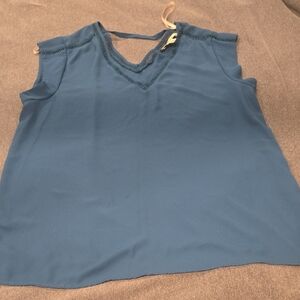 Chic Blue V-Neck Women's Blouse